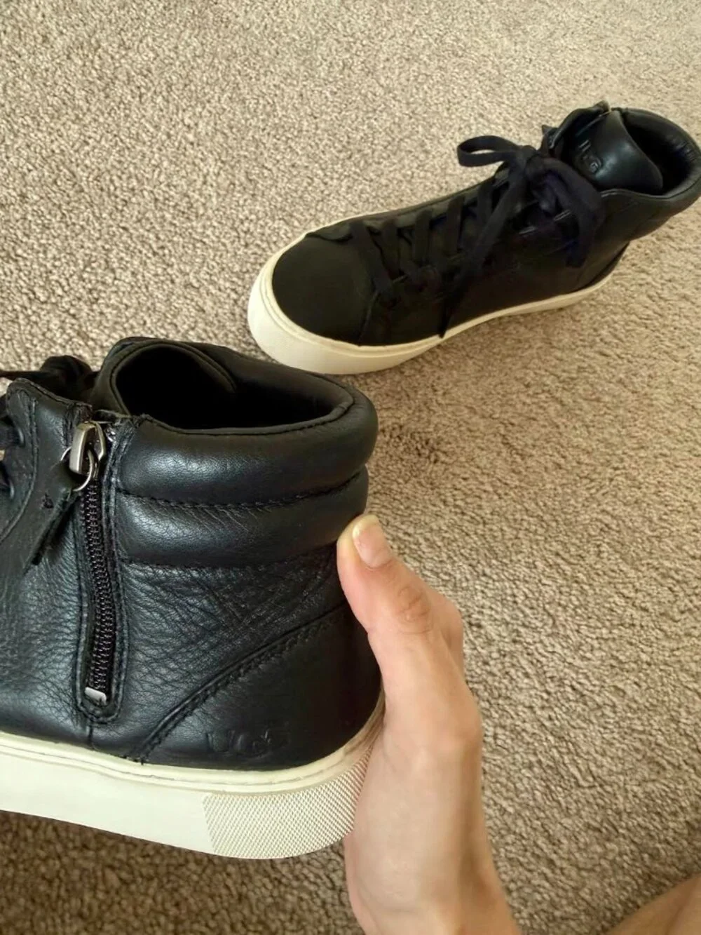 Lightly Used Ugg Blaney High Top Black Leather Sneakers Womens Sz 8
